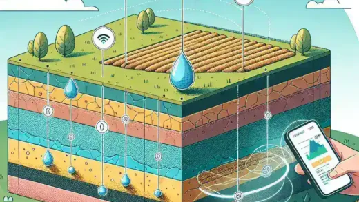 "Sensor IoT asequible para monitoreo de humedad del suelo, utilizado en agricultura inteligente para optimizar el riego y mejorar el rendimiento de cultivos."