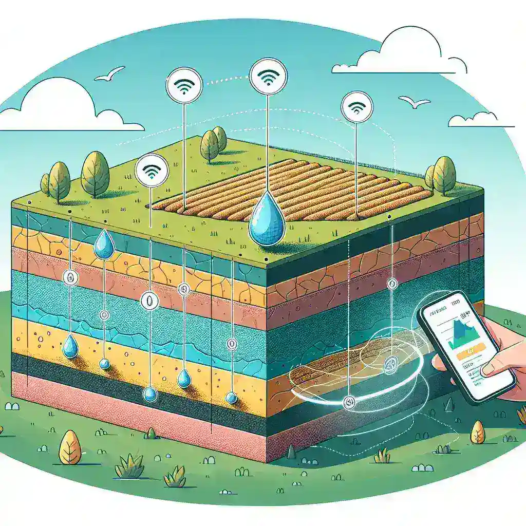 "Sensor IoT asequible para monitoreo de humedad del suelo, utilizado en agricultura inteligente para optimizar el riego y mejorar el rendimiento de cultivos."