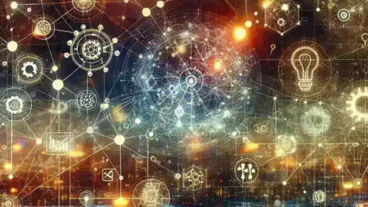 "Diagrama de microservicios mostrando soluciones avanzadas para gestionar topologías complejas en 2024, ilustrando interconexiones y flujos de datos eficientes."