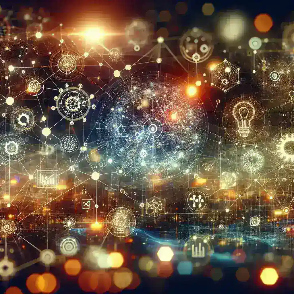 "Diagrama de microservicios mostrando soluciones avanzadas para gestionar topologías complejas en 2024, ilustrando interconexiones y flujos de datos eficientes."