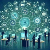 "Infografía sobre plataformas de microfinanciación que utilizan tecnología de verificación blockchain para mejorar la transparencia y seguridad en las transacciones financieras."