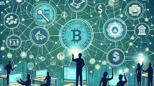 "Infografía sobre plataformas de microfinanciación que utilizan tecnología de verificación blockchain para mejorar la transparencia y seguridad en las transacciones financieras."