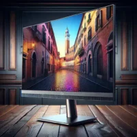 "Vista del monitor Acer Predator X32 con tecnología Mini-LED en una configuración de juego, destacando su diseño elegante y características avanzadas, presentado en Europa."